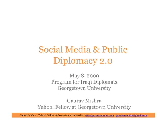 Gaurav Mishra Social Media Public Diplomacy Iraqi Diplomats Georgetown 05082009