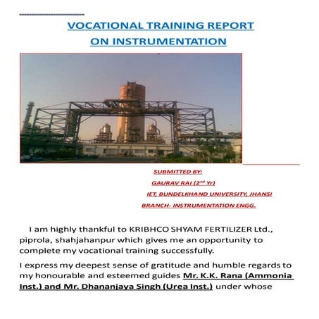 ROLE OF C & I IN FERTILIZER PRODUCTION PLANT