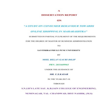 A study on Comsumer Behaviour towards Online Shopping in Maharashtra