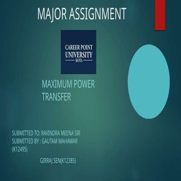 Maximum Power Transfer Theorem | PPTX