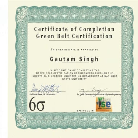 Gautam Singh - Six Sigma Green Belt