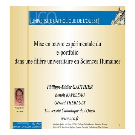 Mise en oeuvre expérimentale du e-portfolio dans une filière en sciences huma...