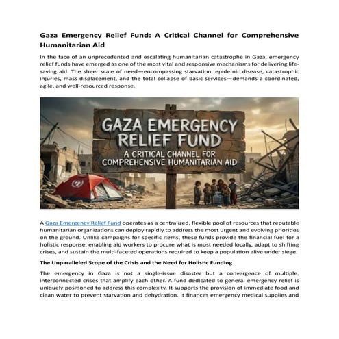 Gaza Emergency Relief Fund A Critical Channel for Comprehensive ...
