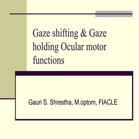 Gaze shifting & gaze holding ocular motor functions