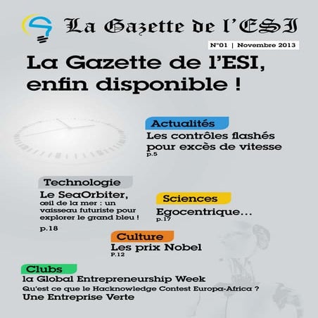 Gazette de l'ESI - Edition 1, Novembre 2013.