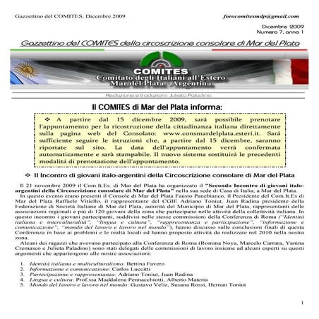 Gazzettino Del Comites, Dicembre 2009, Numero 7