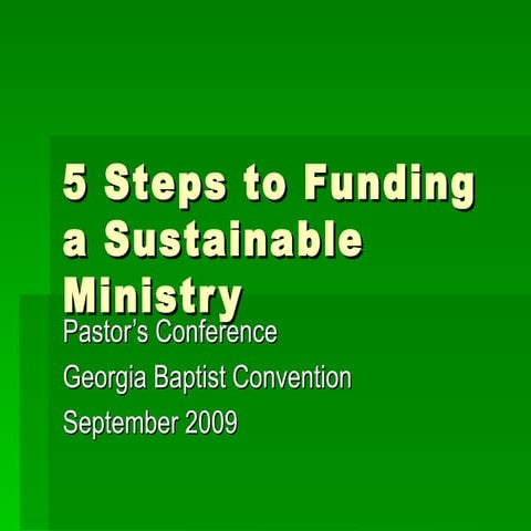 GBC 09 Pastor's Conference - Sustainable Funding