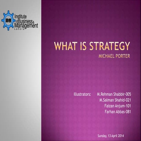What is strategy ? by M. Porter