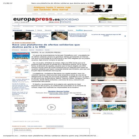 GlobalBono en Europa press 18 junio 2012