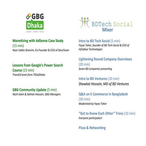 Presentations from GBG Dhaka & BD Tech Social Event