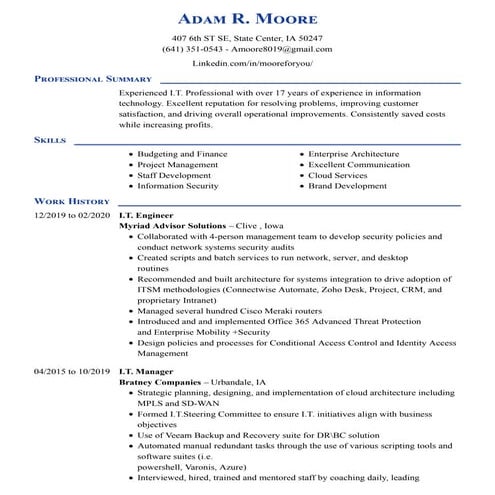 Adam R. Moore Universal Resume | PDF