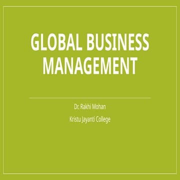 Global Business Management for III Semester BBA, Kristu Jayanti College, Beng...