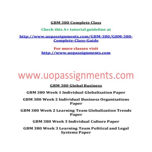 GBM 380 Entire Course NEW