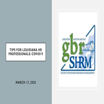 Tips for Louisiana HR Professionals: COVID19 