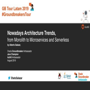 Groundbreakers tour Nowadays Architecture Trends, from Monolith to Microservi...