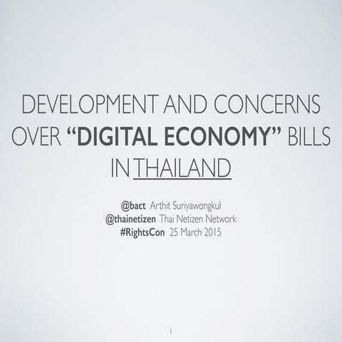 Development and Concerns over "Digital Economy" Bills in Thailand