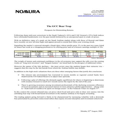 The GCC Bear Trap (August 2005)
