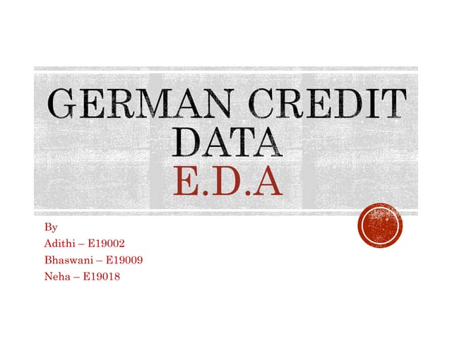 exploratory data analysis on german credit data