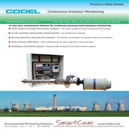 GCEM4000 insitu gas analyser codel datasheet