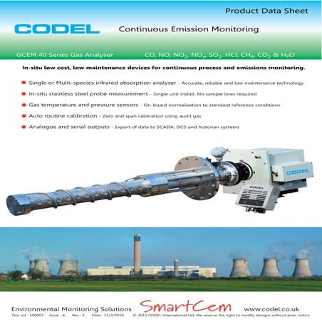 GCEM 40 series gas analyser insitu-codel datasheet | PDF