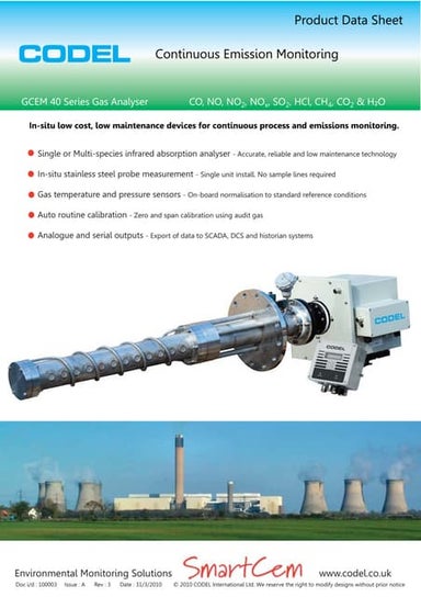 GCEM 40 series gas analyser insitu-codel datasheet