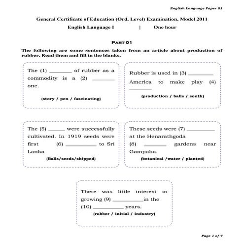 Gce ol model 2011 part 1   8th nov 2011