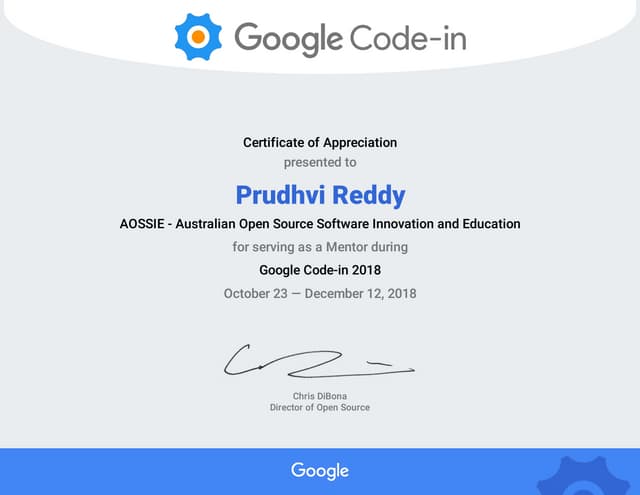 Gci 2018 certificate for prudhvi reddy PPT Gci 2018 certificate for prudhvi reddy PPT