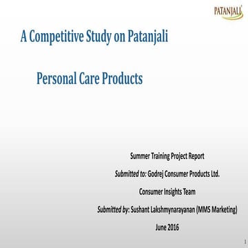 Project on Patanjali Personal Care Products