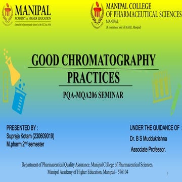 Good chromatography practices - requisites and guidelines