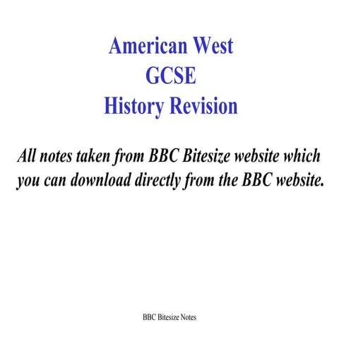 GCSE HISTORY American West Revision