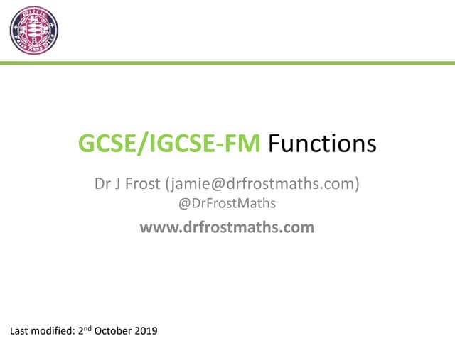 Functions ppt Dr Frost Maths Mixed questions