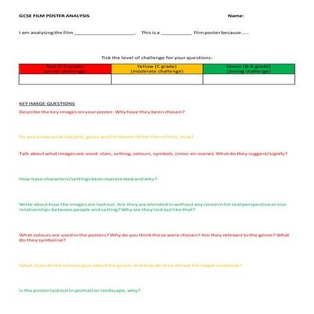 Gcse film poster analysis