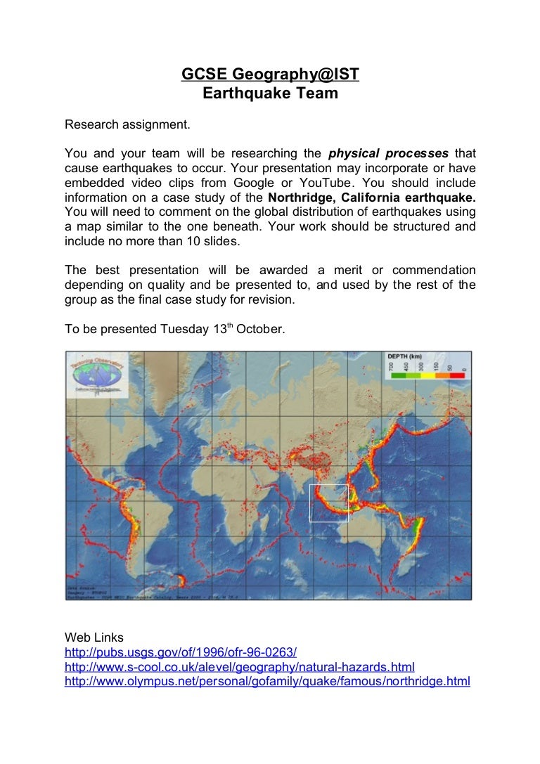 Gcse Geography Earthquake Team