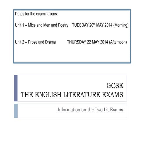 GCSE  literature guide to questions