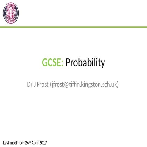 GCSE Probability powerpoint includes tree, venn and two way tables