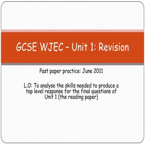 Gcse wjec – unit 1 june2011
