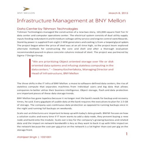 Data Center at BNY Mellon 