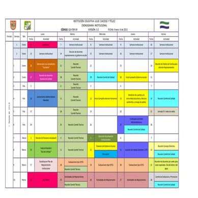 CRONOGRAMA INSTITUCIONAL