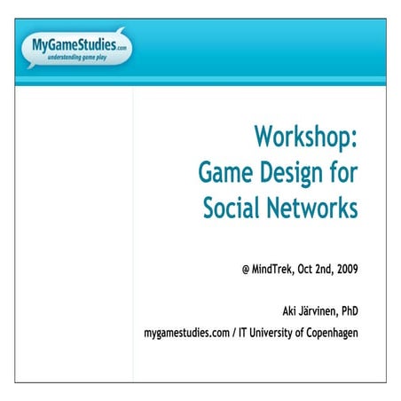 Social Games Design Workshop