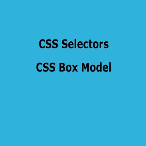 CSS, CSS Selectors, CSS Box Model | PPT
