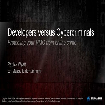 Developers vs Cybercriminals: Protecting your MMO from online crime