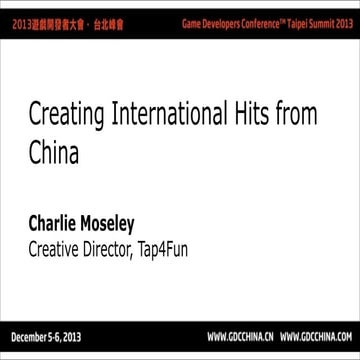 GDC Taipei 2013: Creating International Hits from China