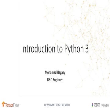 GDG Helwan Introduction to python | PPT