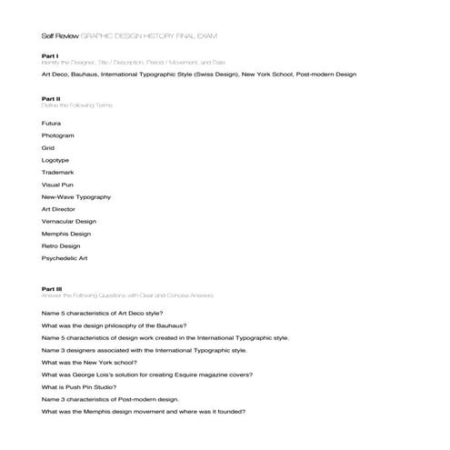 Final Exam Self-Study Questions 