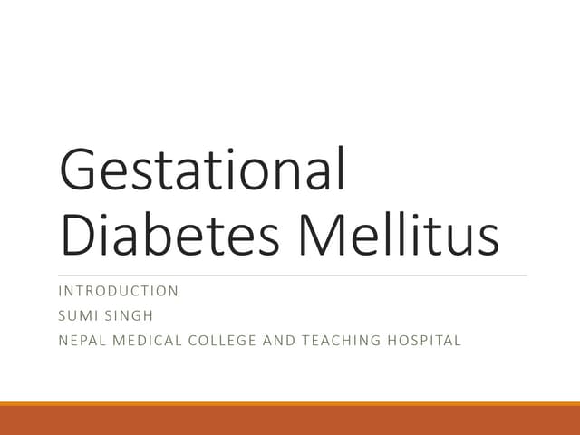 Introduction to Gestational Diabetes Mellitus