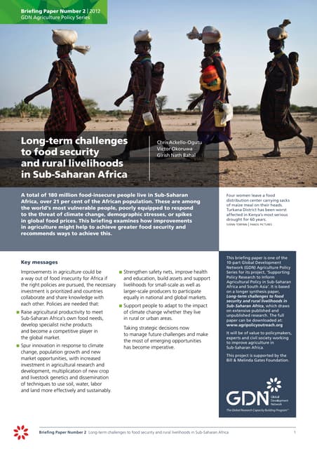 Long-term challenges to food security and rural livelihoods in Sub-Saharan Africa