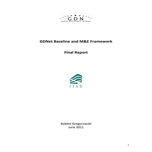 GDNet Baseline and M&E Framework