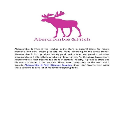 Abercrombie &amp; Fitch discount coupons