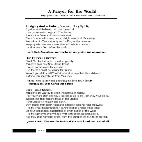 Gdop11 Prayer For The World