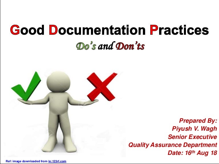 Good Documentation Practices Do's and Don'ts (GCP)